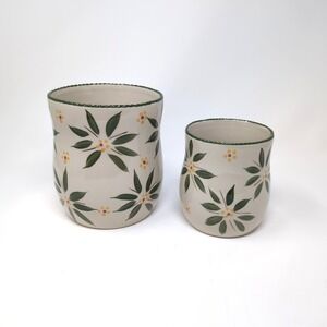 Temp-tations Old World Ceramic Crocks Set 2qt 1qt Green Floral PPP-LD-206800